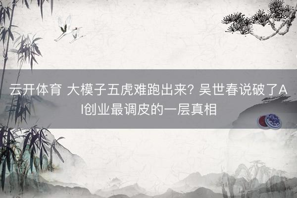 云开体育 大模子五虎难跑出来? 吴世春说破了AI创业最调皮的一层真相