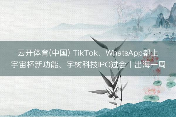 云开体育(中国) TikTok、WhatsApp都上宇宙杯新功能、宇树科技IPO过会丨出海一周