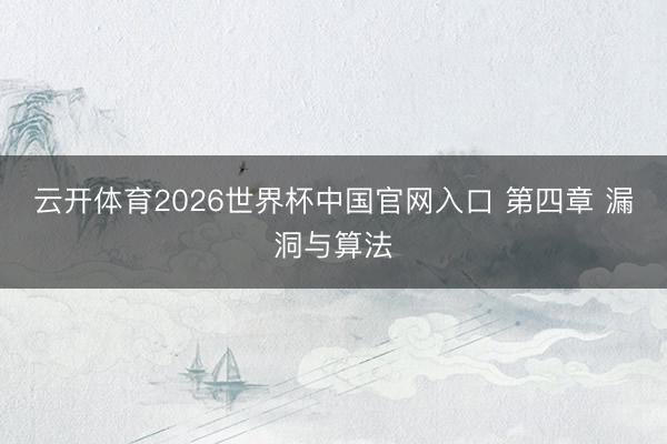 云开体育2026世界杯中国官网入口 第四章 漏洞与算法