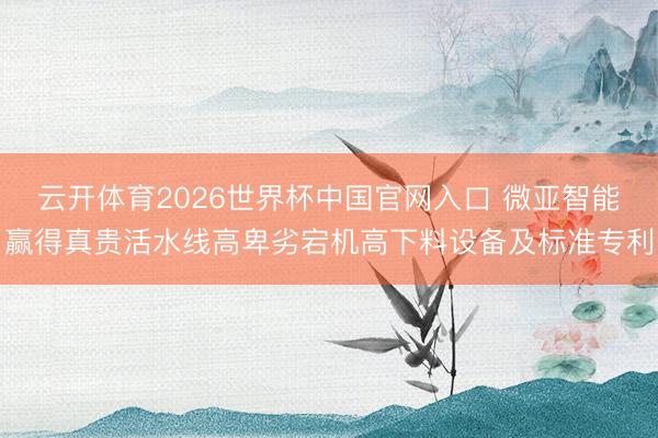 云开体育2026世界杯中国官网入口 微亚智能赢得真贵活水线高卑劣宕机高下料设备及标准专利