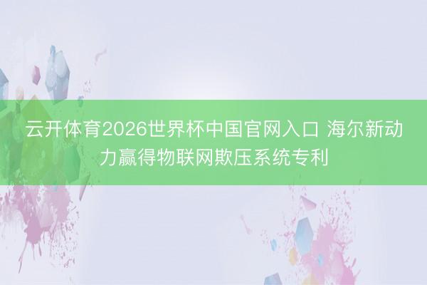 云开体育2026世界杯中国官网入口 海尔新动力赢得物联网欺压系统专利