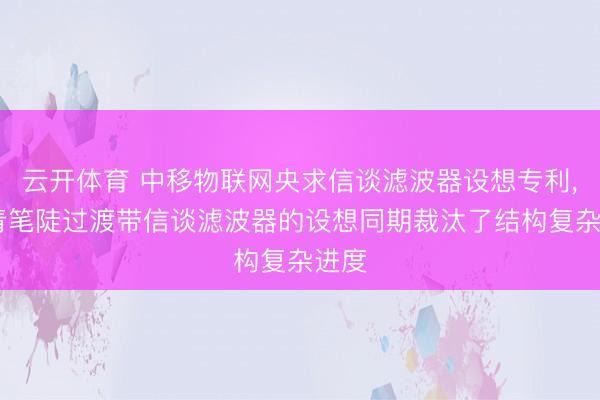 云开体育 中移物联网央求信谈滤波器设想专利， 杀青笔陡过渡带信谈滤波器的设想同期裁汰了结构复杂进度