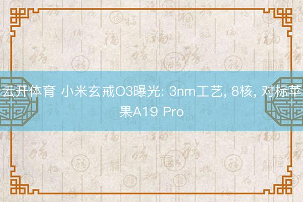 云开体育 小米玄戒O3曝光: 3nm工艺， 8核， 对标苹果A19 Pro