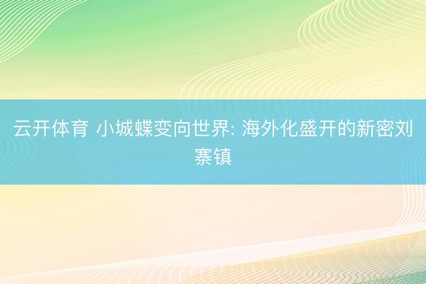 云开体育 小城蝶变向世界: 海外化盛开的新密刘寨镇