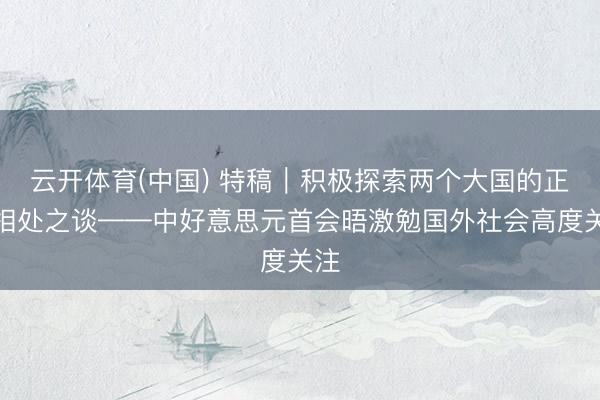 云开体育(中国) 特稿｜积极探索两个大国的正确相处之谈——中好意思元首会晤激勉国外社会高度关注