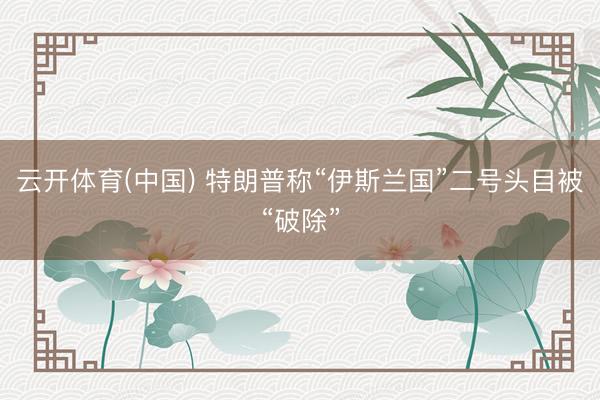 云开体育(中国) 特朗普称“伊斯兰国”二号头目被“破除”