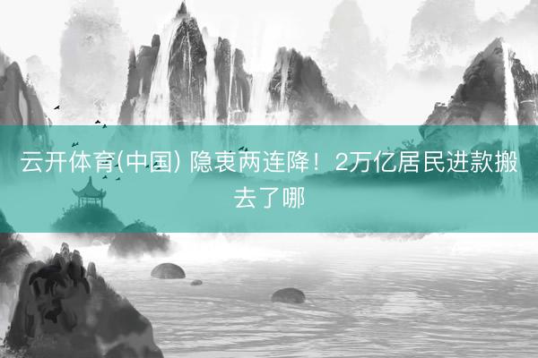 云开体育(中国) 隐衷两连降！2万亿居民进款搬去了哪